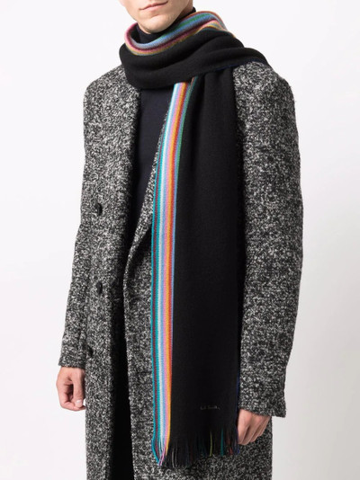 Paul Smith bright stripe print wool scarf outlook