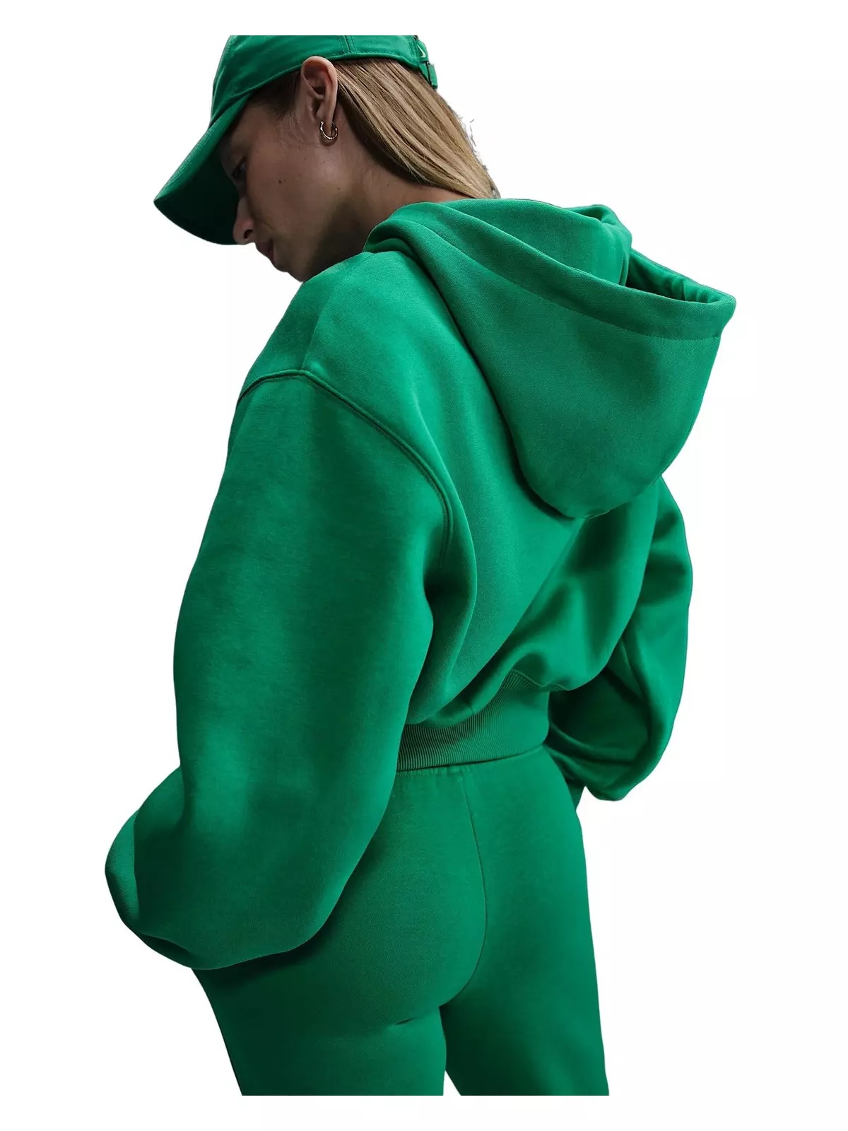 Women's Sportswear Phoenix Fleece Loose Cropped Full-Zip Hooded Jacket - Green - 2