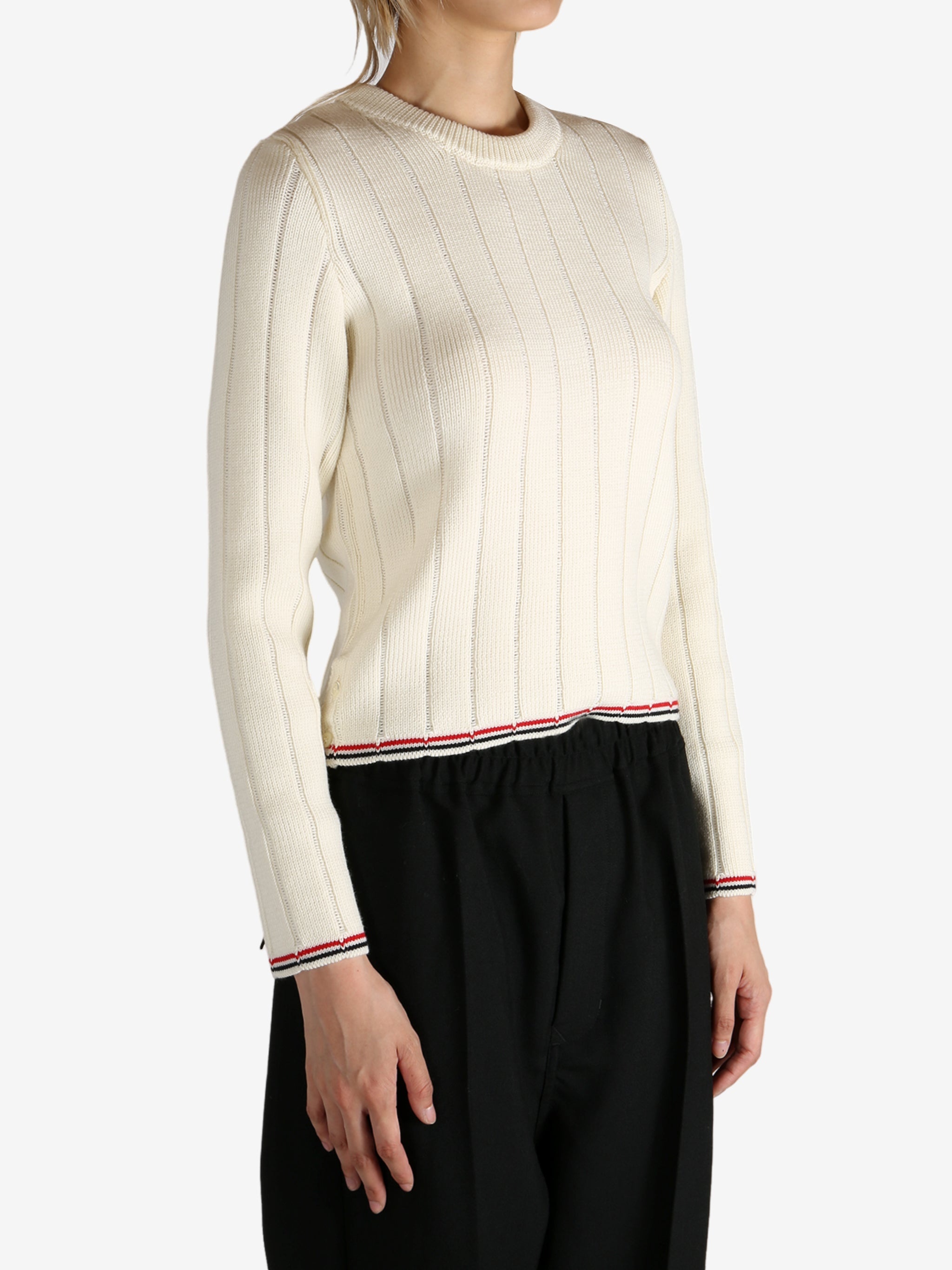 THOM BROWNE - Women Ladder Full Needle Rib Stitch Crew Neck Knitwear - 2