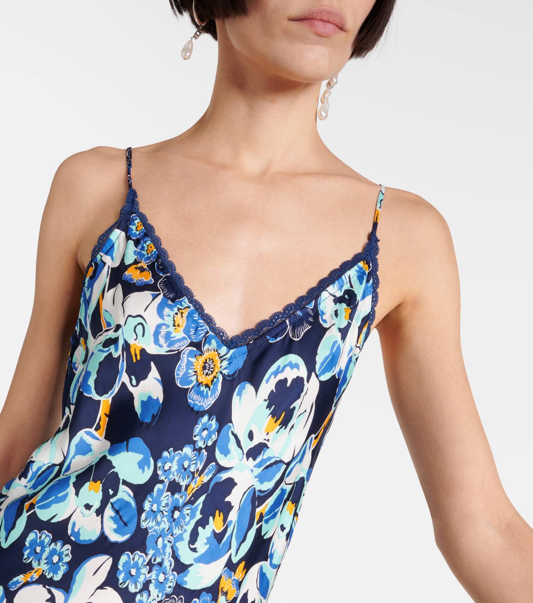 Floral lace-trimmed slip dress - 4