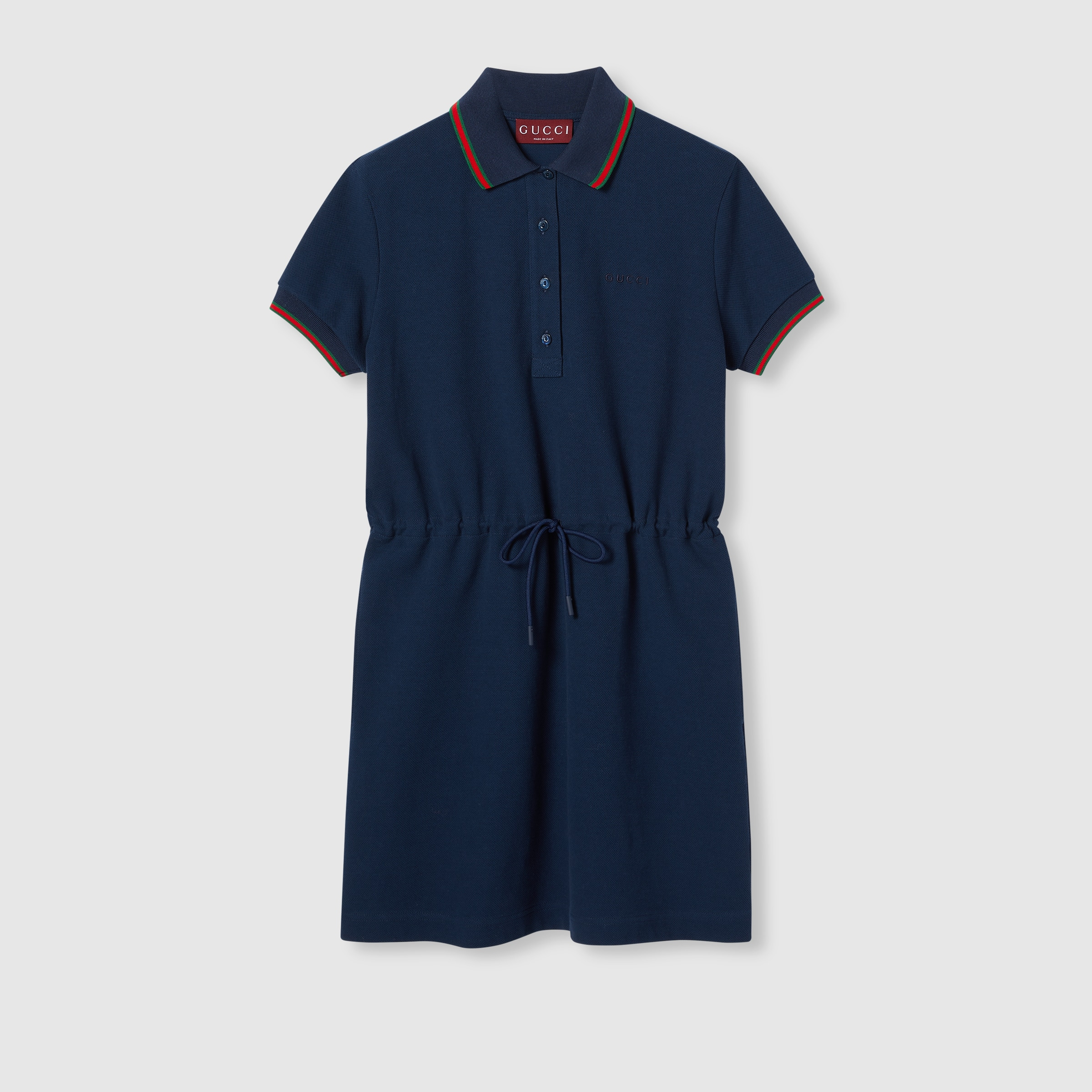 Cotton piquet polo dress with Web - 1