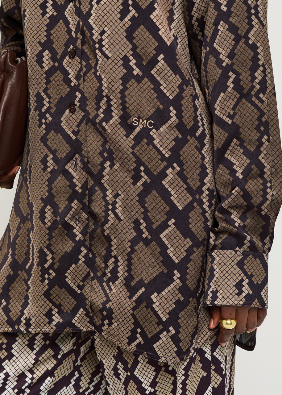 Stella Mccartney Snake Print Satin Pyjama Shirt - 5