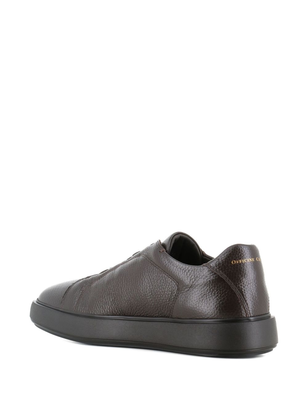 textured leather lace-up sneakers - 3