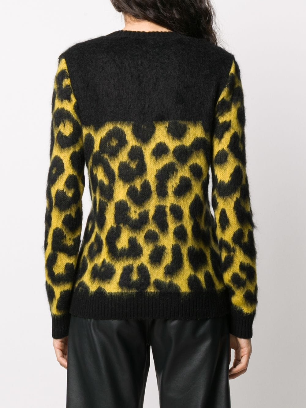 leopard knit striped jumper - 4