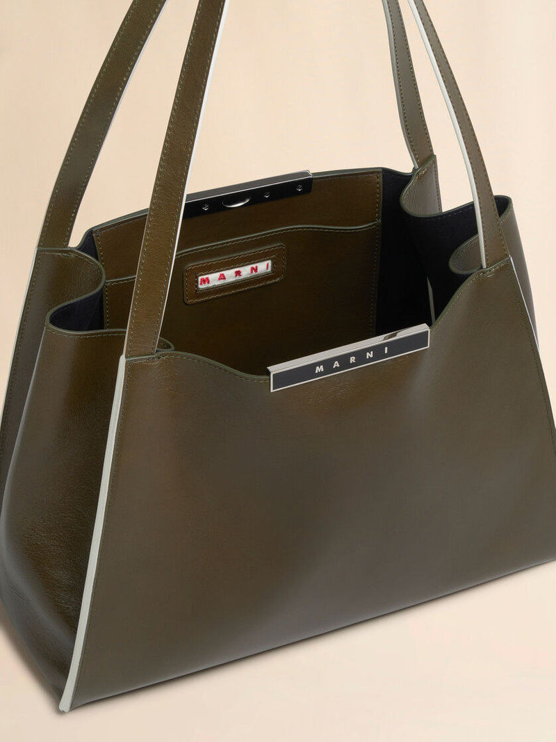 DEEP GREEN LEATHER CRESTA E/W SMALL TOTE BAG 4