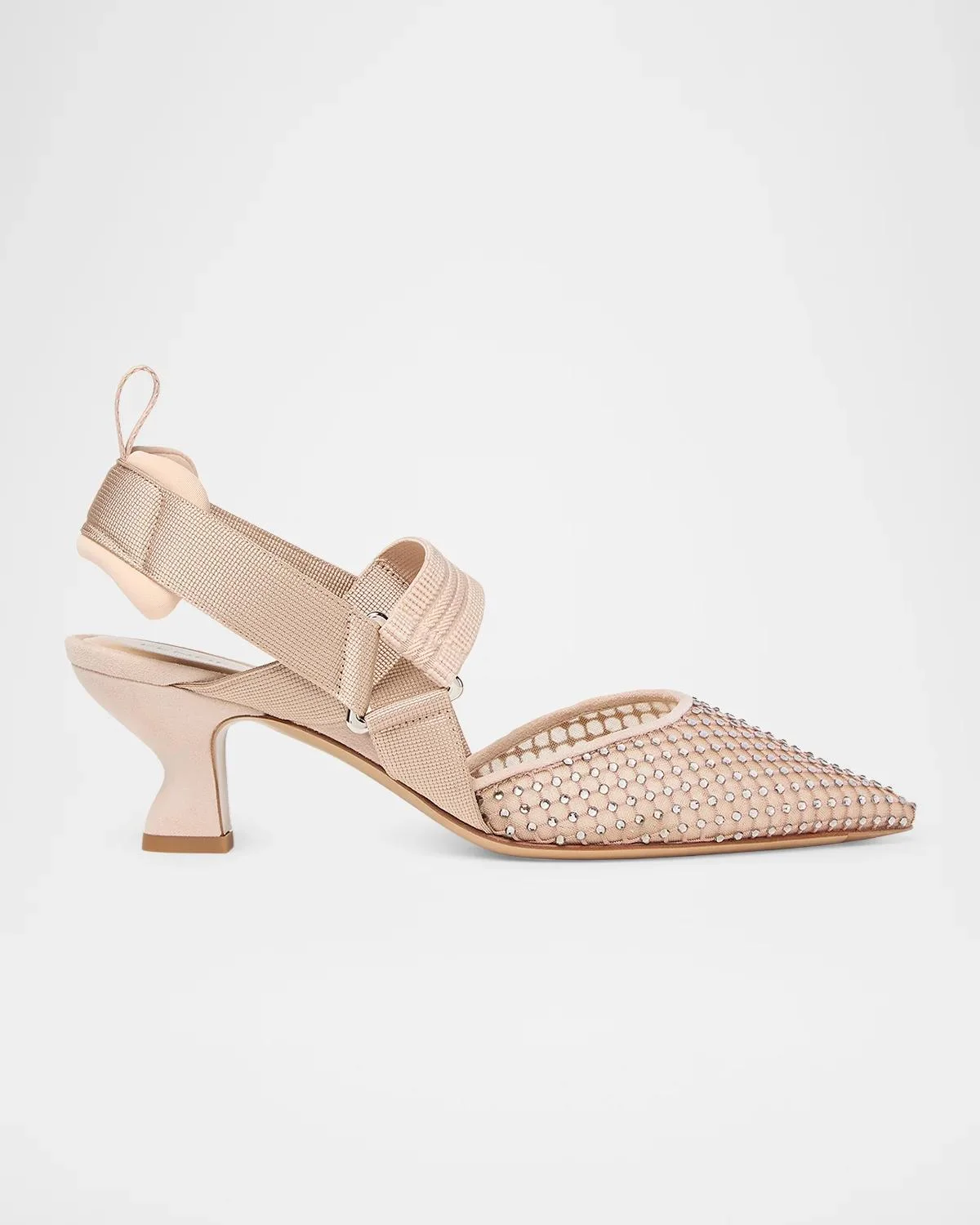55mm Strass Mesh Slingback Pumps - 1
