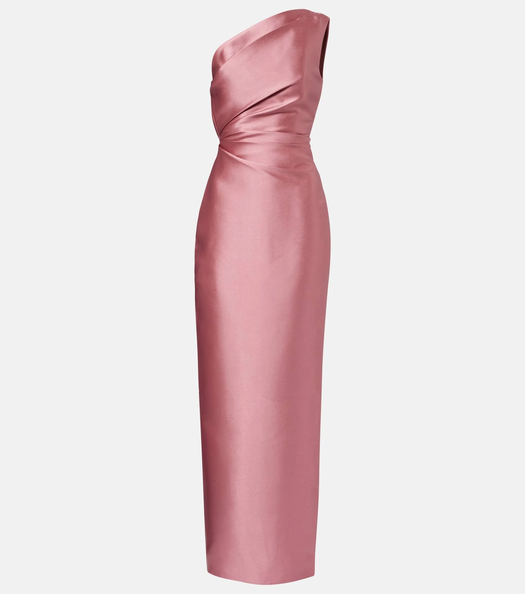 Kira draped one-shoulder satin gown - 1