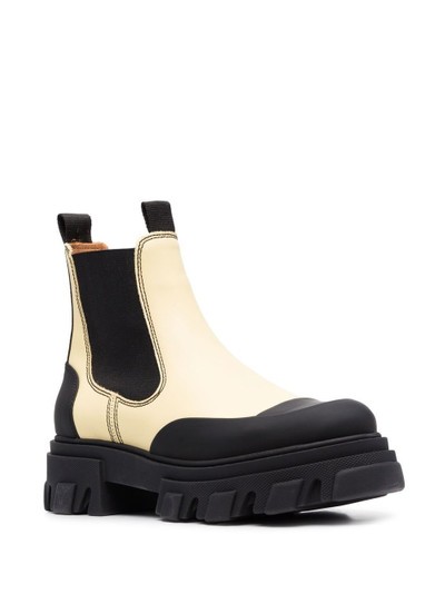 GANNI two-tone leather ankle boots outlook