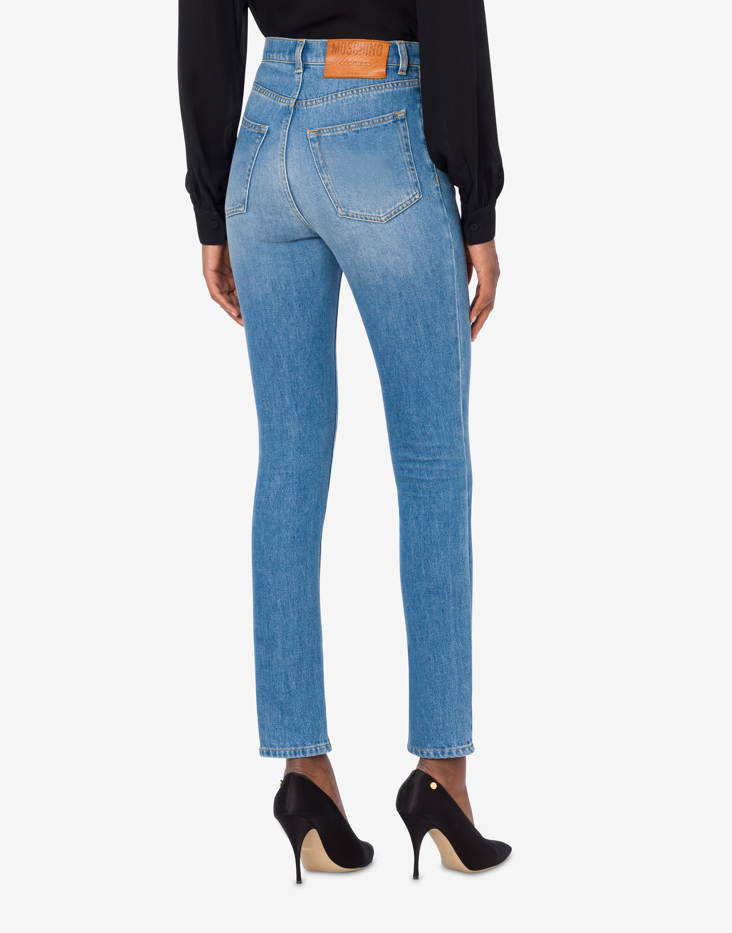 BLUE COTTON DENIM TROUSERS - 3