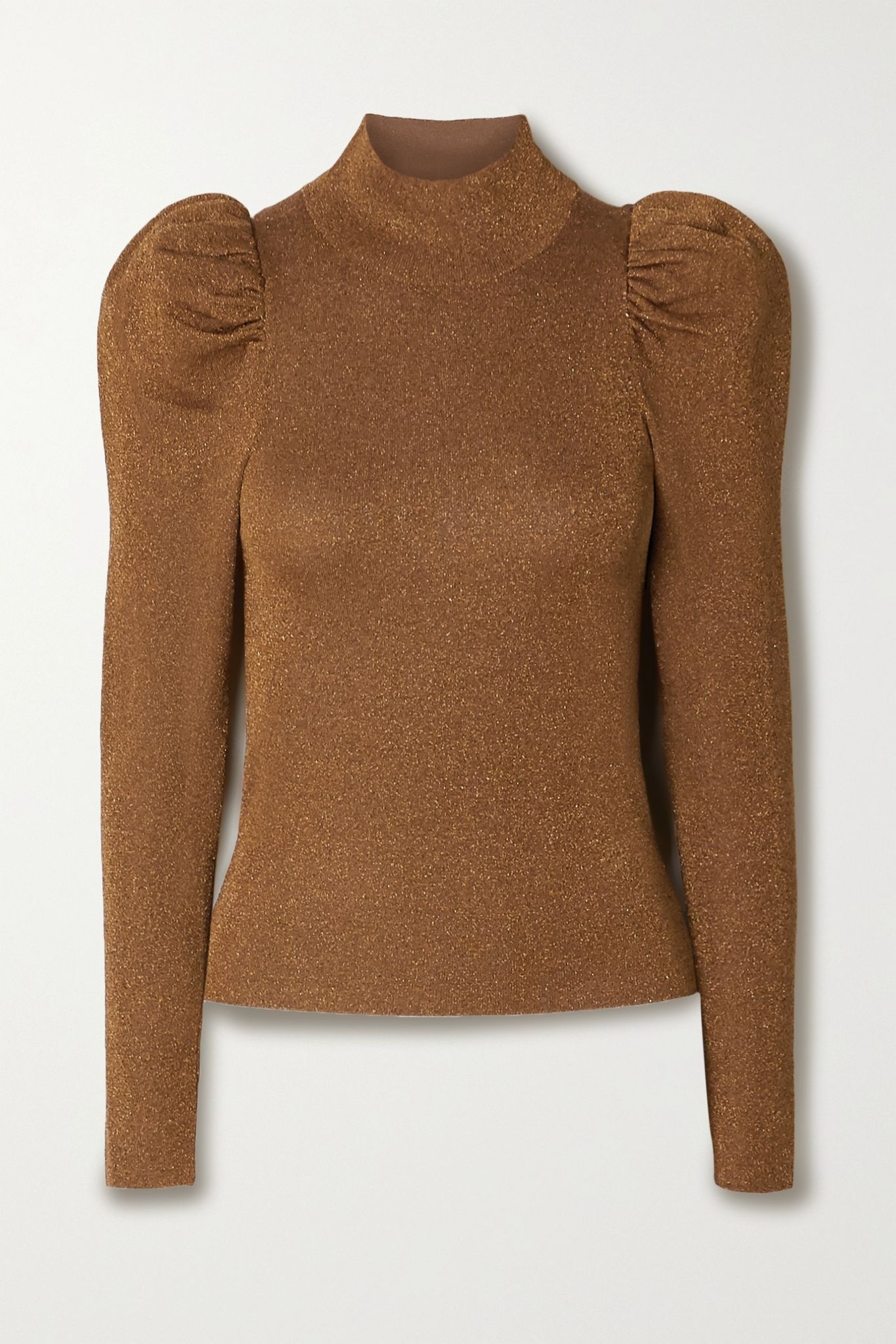 Issa gathered metallic wool-blend turtleneck sweater - 1