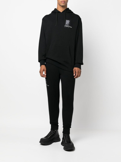 Yohji Yamamoto quote-patch drawstring hoodie outlook