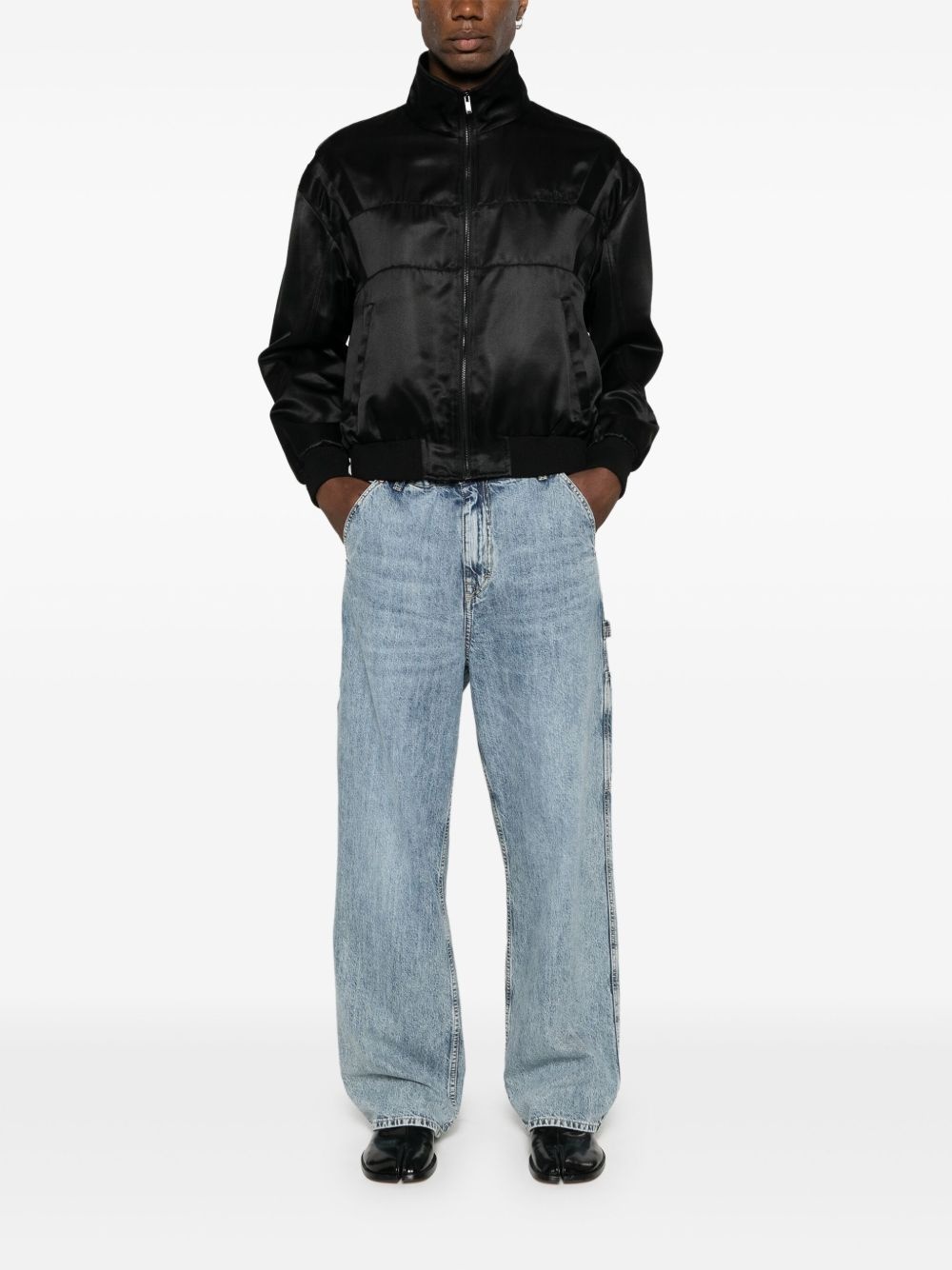 logo-embroidered satin bomber jacket - 2