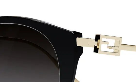 The Fendi Baguette 54mm Round Sunglasses in Shiny Black /Smoke Polarized - 8