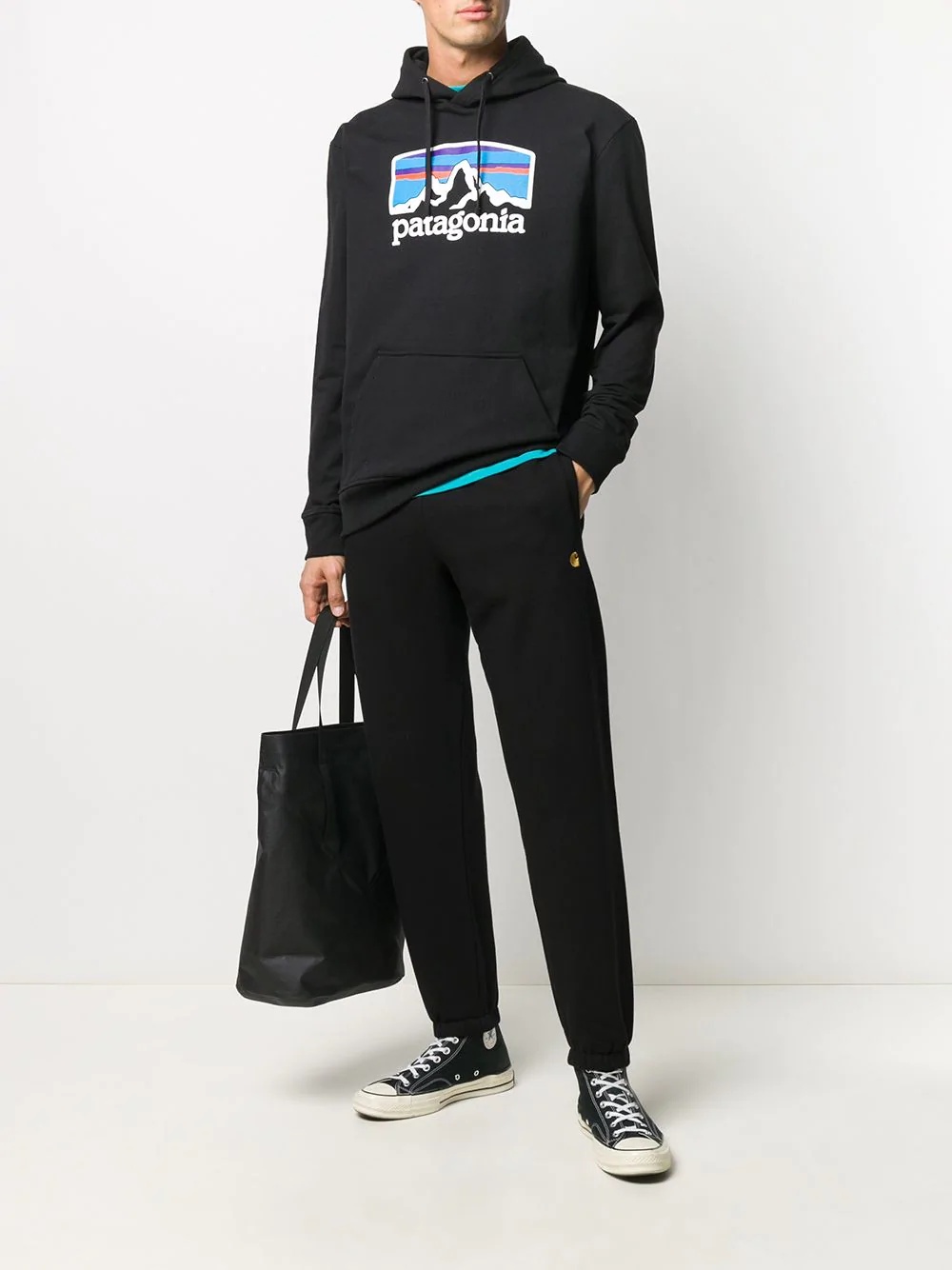 logo print drawstring hoodie - 2