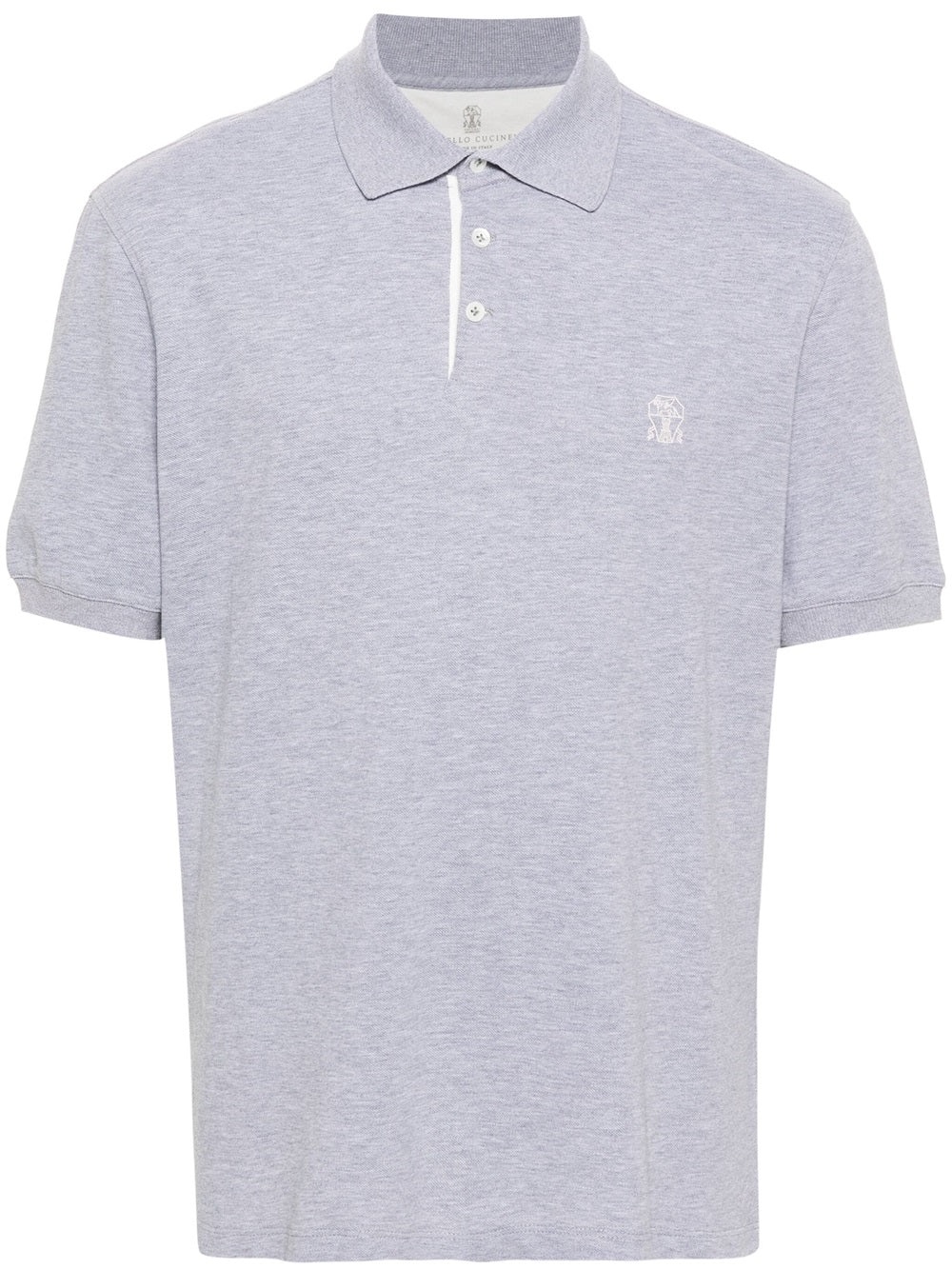 Piqué polo shirt with print - 1