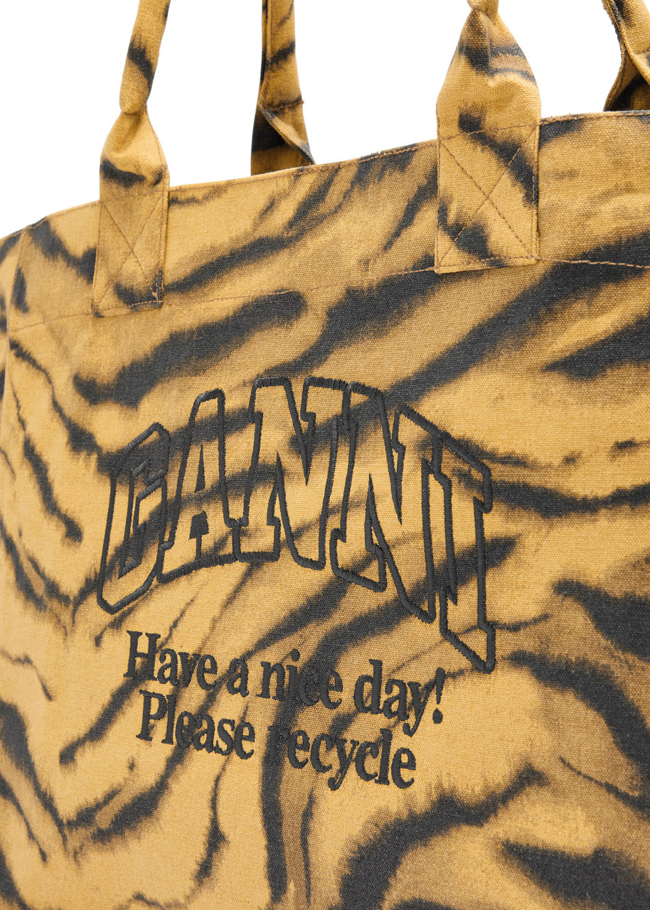 Ganni Zebra Print Xxl Shopper Canvas Tote bag - 3