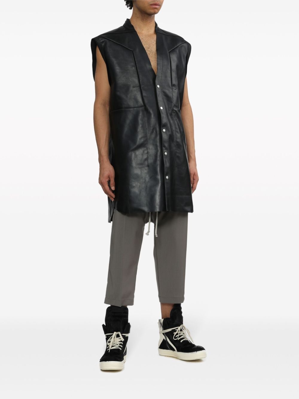 V-neck leather vest - 2