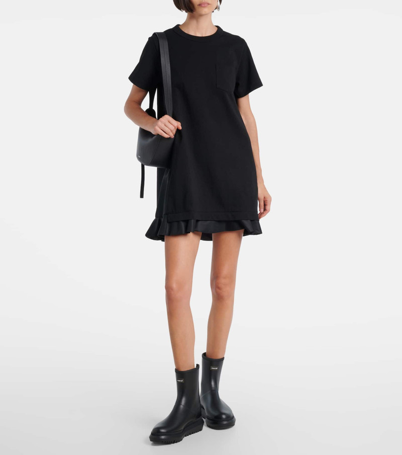 sacai Ruffled cotton minidress outlook