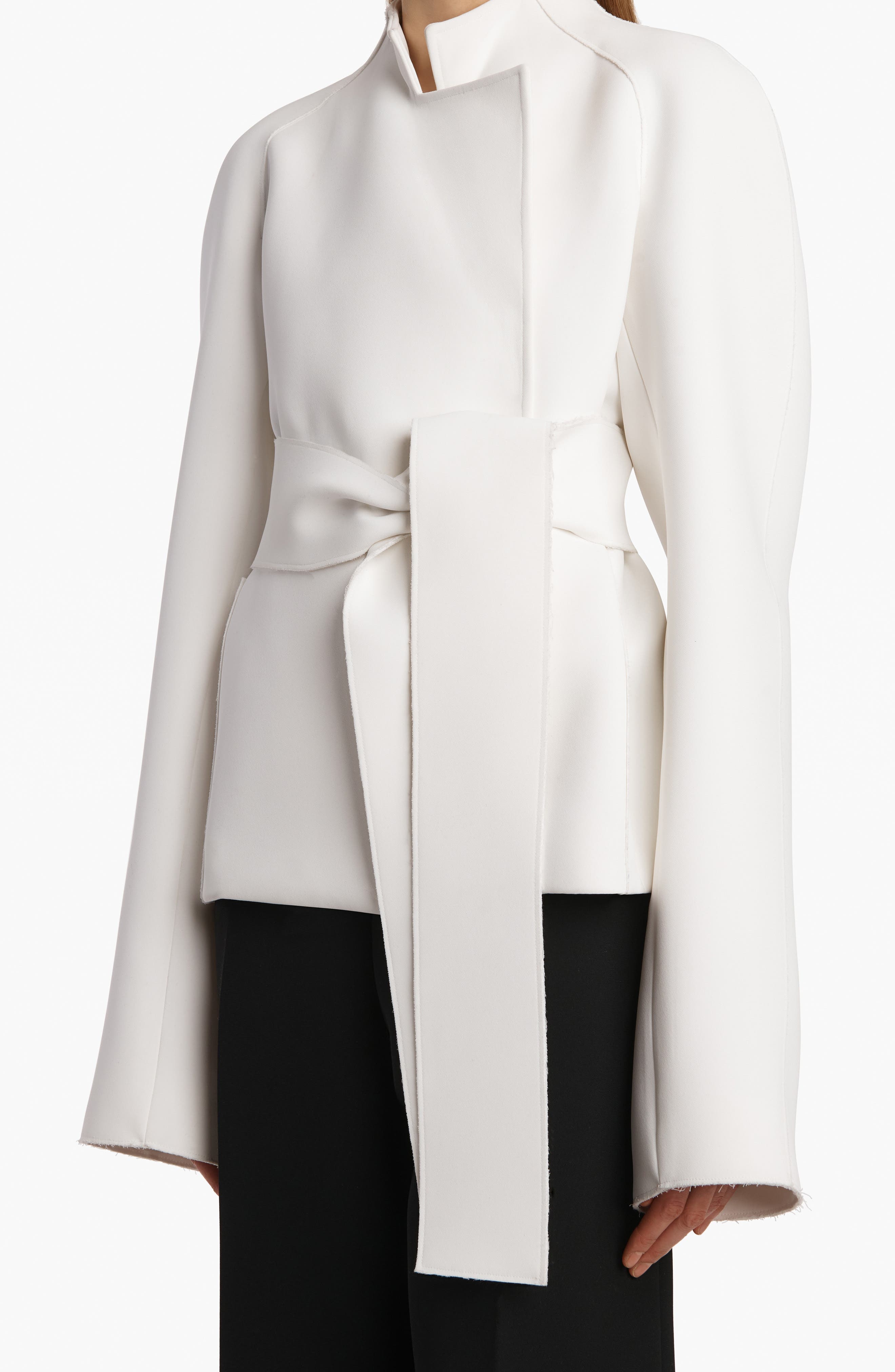 Khaite Edith Double Face Crepe Wrap Jacket in Chalk at Nordstrom - 3