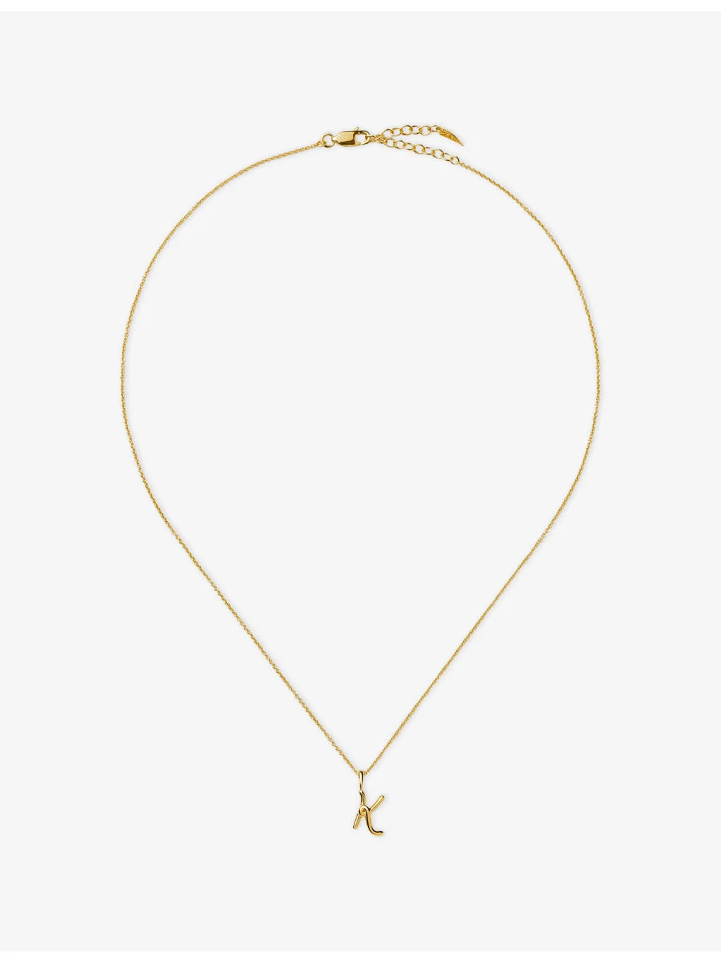 Curly Molten Mini Initial K 18ct Gold Vermeil Necklace - 1