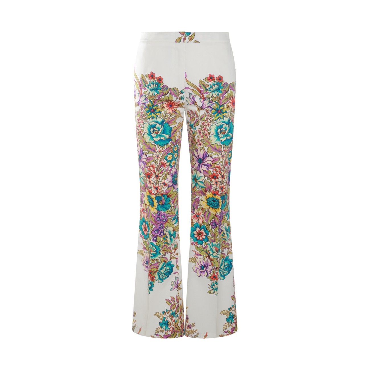 white multicolour cotton blend trousers - 1