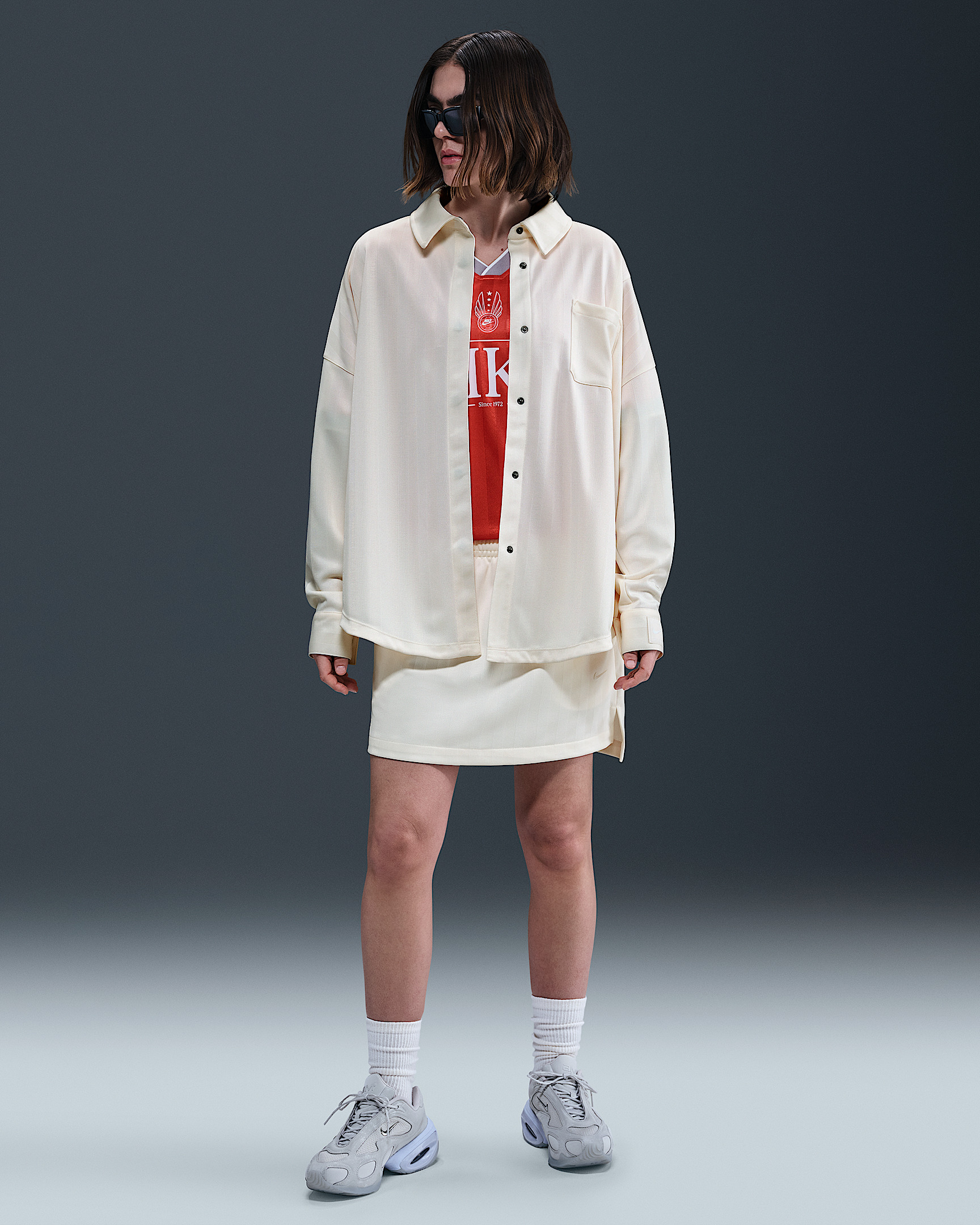 Nike Sportswear Women's Oversized Jacquard Striped Button-Down Shirt - 4