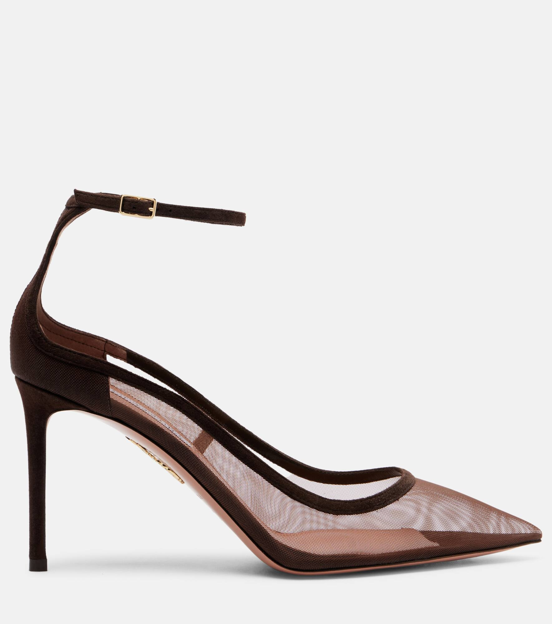 Love Affair 85 suede-trimmed mesh pumps - 4