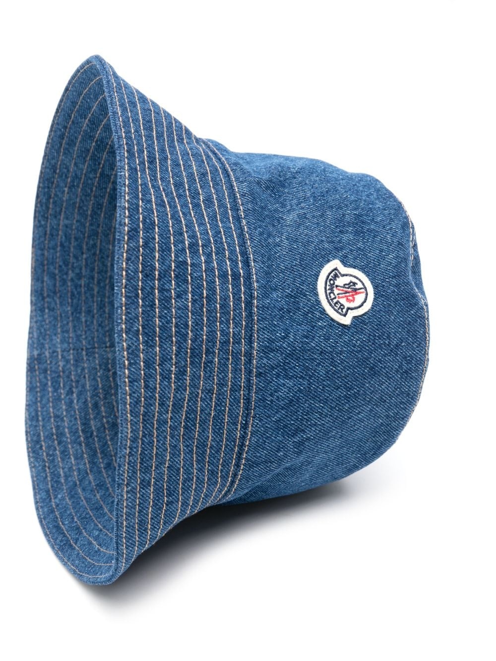 logo-patch denim bucket hat - 2