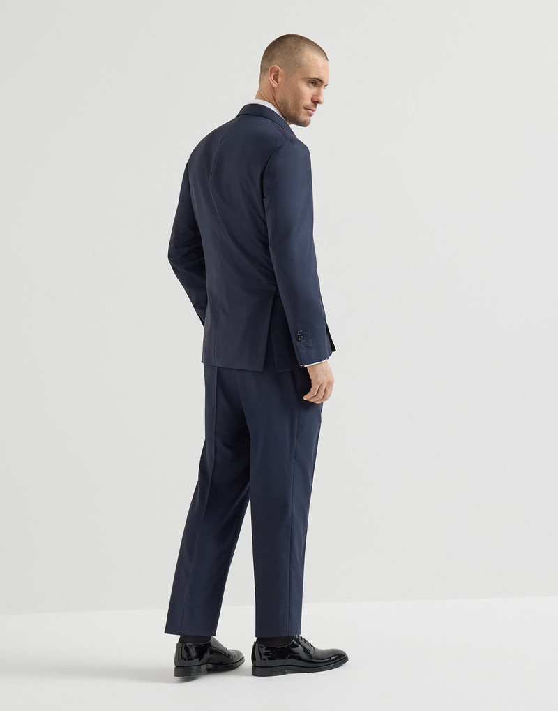 Lightweight virgin wool and silk twill tuxedo with one-and-a-half breasted jacket and double-pleated 3