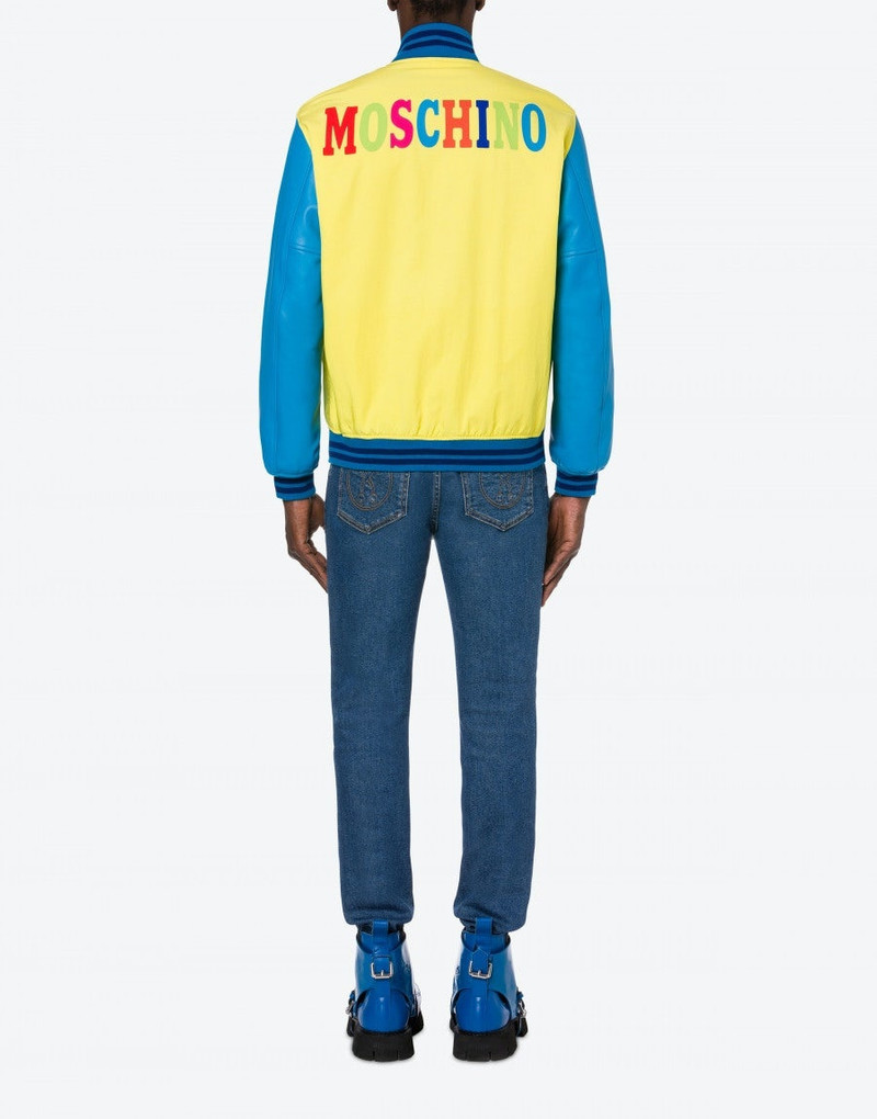 VARSITY TEDDY BEAR NYLON AND LEATHER BOMBER 3