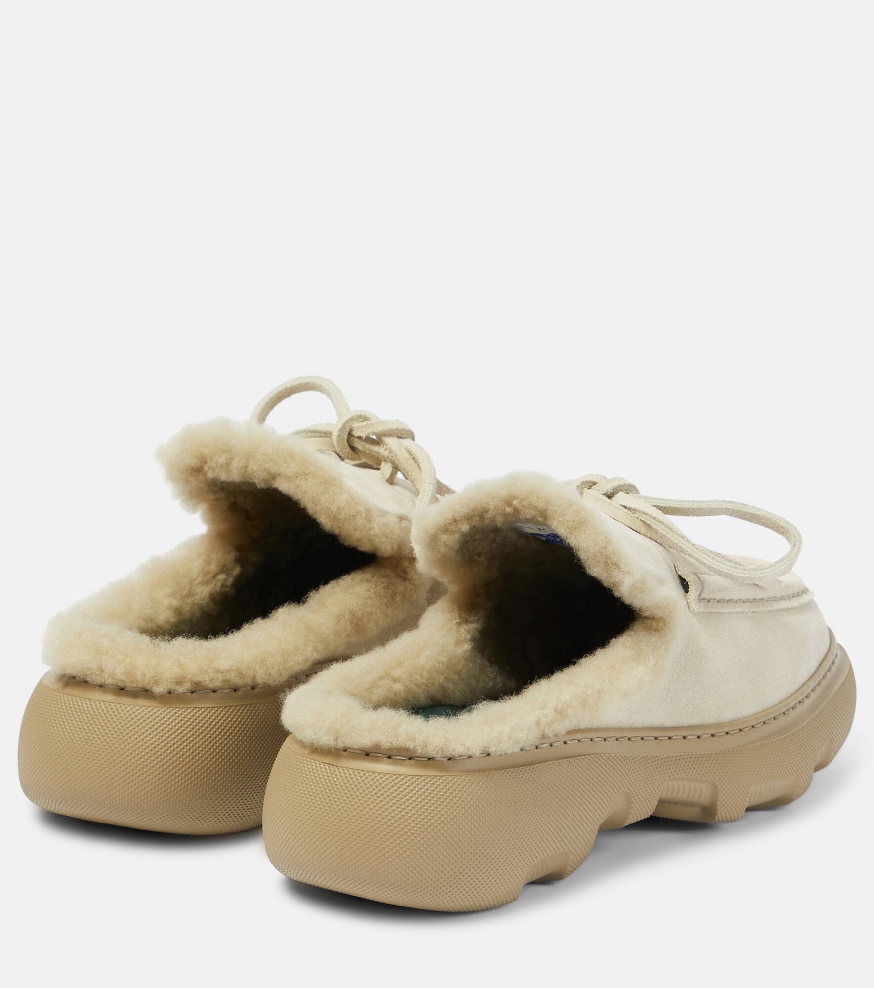 EKD shearling-lined suede mules - 3