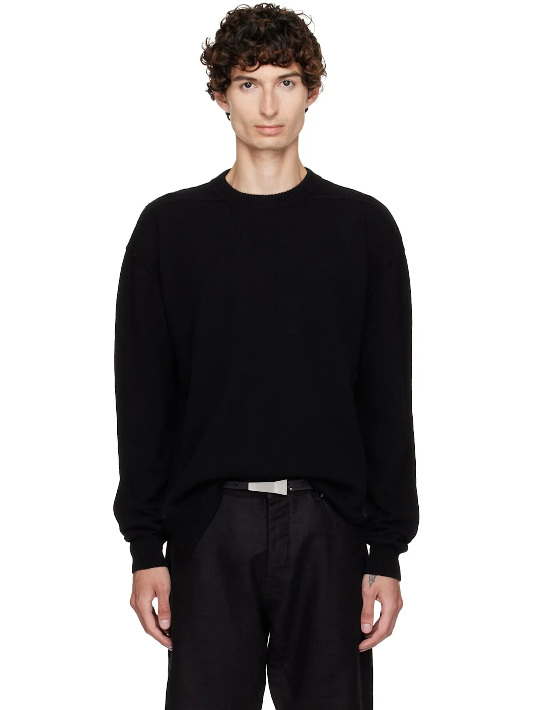 Black Tower Round Neck Sweater - 1
