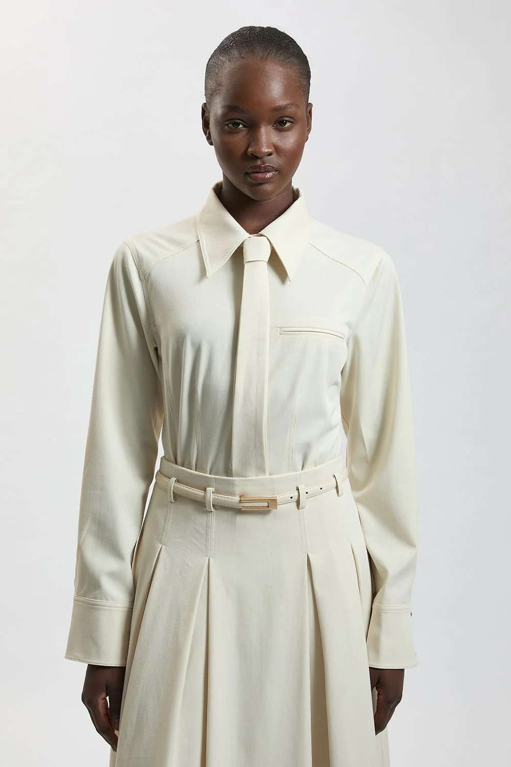 Tailored Tie Neck Shirt - 1
