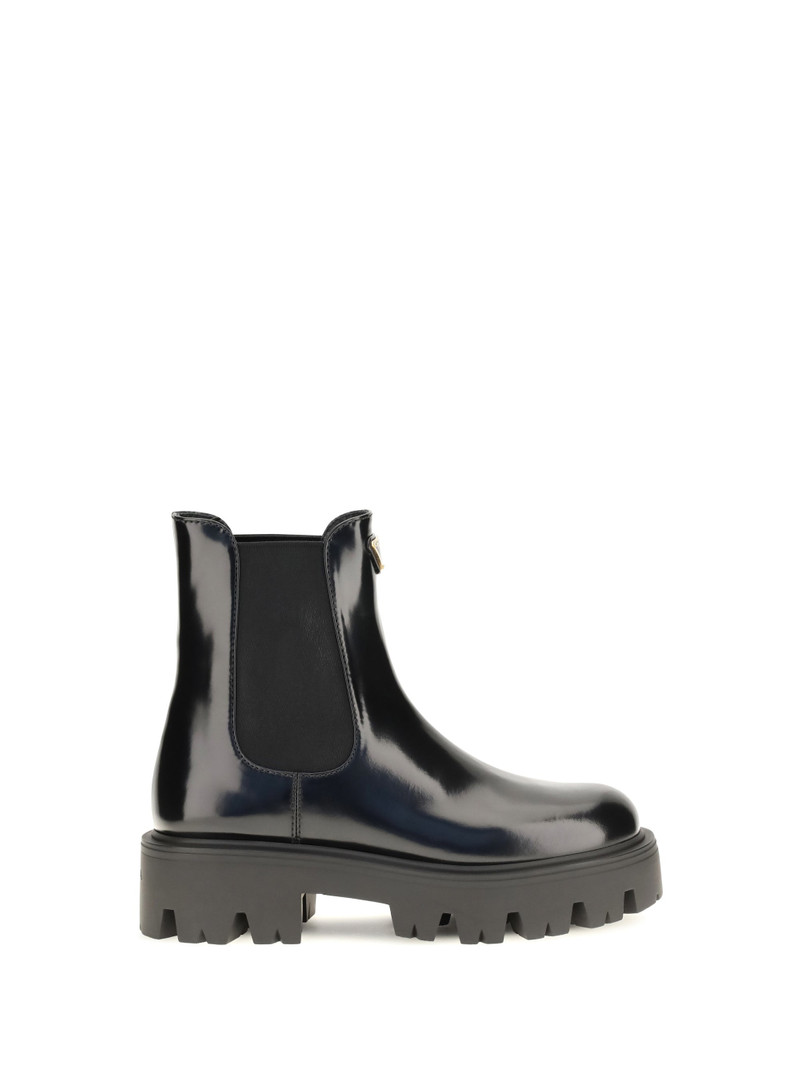 Prada Brushed Leather Chelsea Boots — Black 1