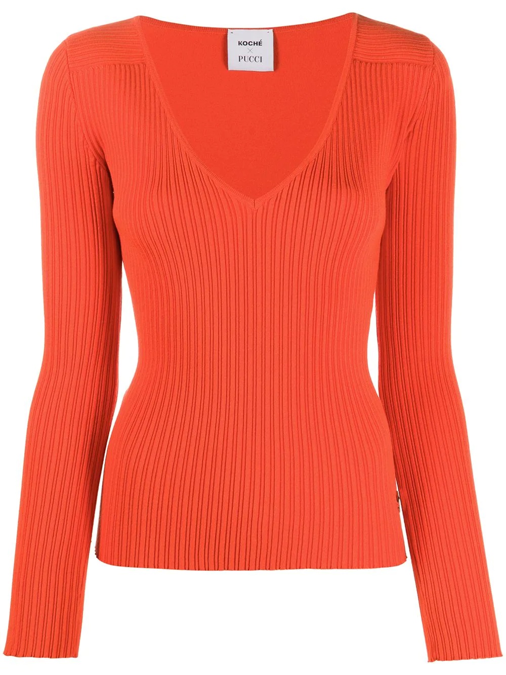 ribbed V-neck jumper - 1