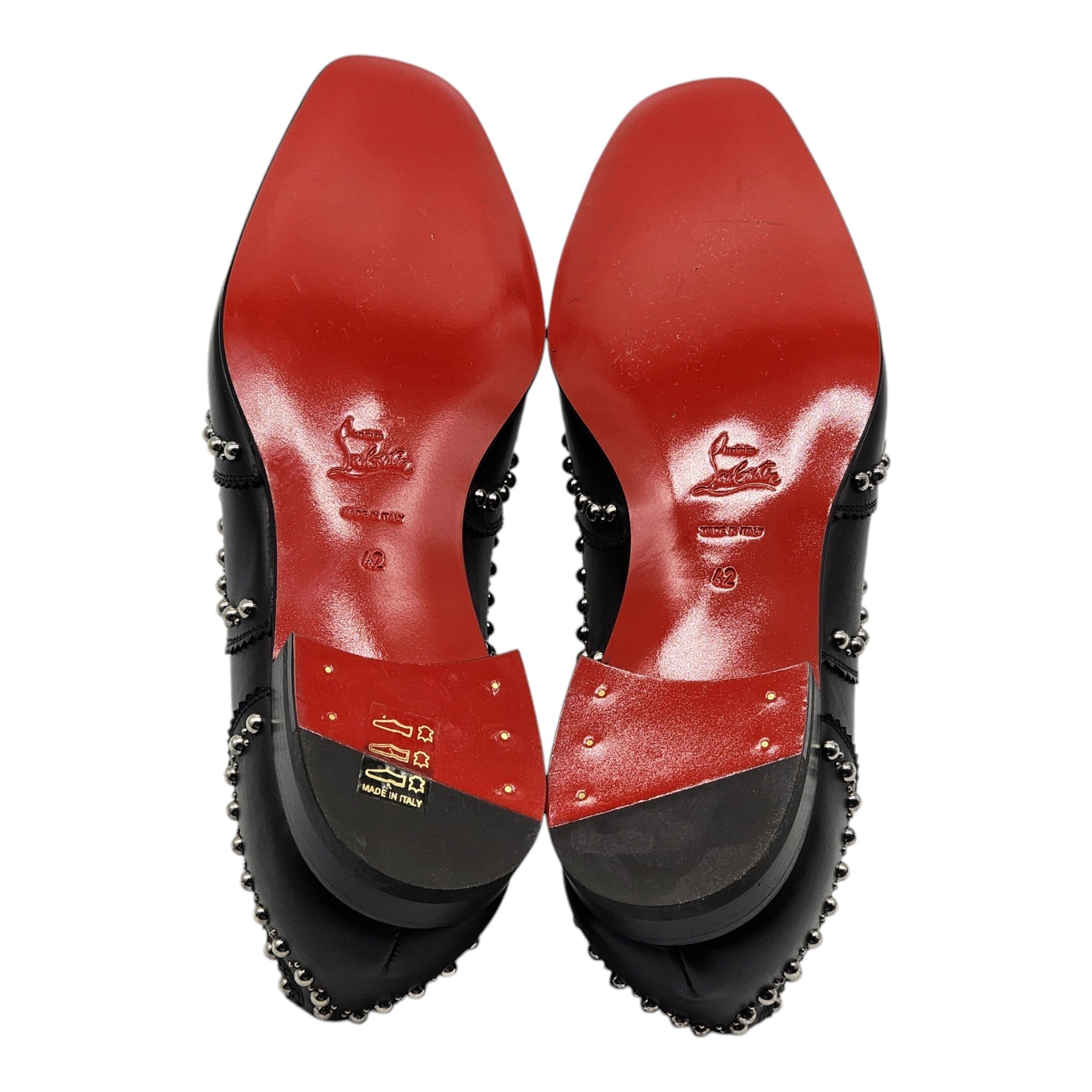 Christian Louboutin Charlie Clou Studded Oxford Shoes - Leather - Black - 42 - 8