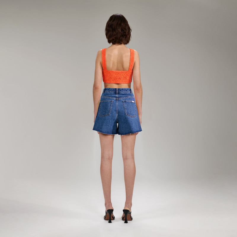 self-portrait Light Blue Denim Shorts outlook