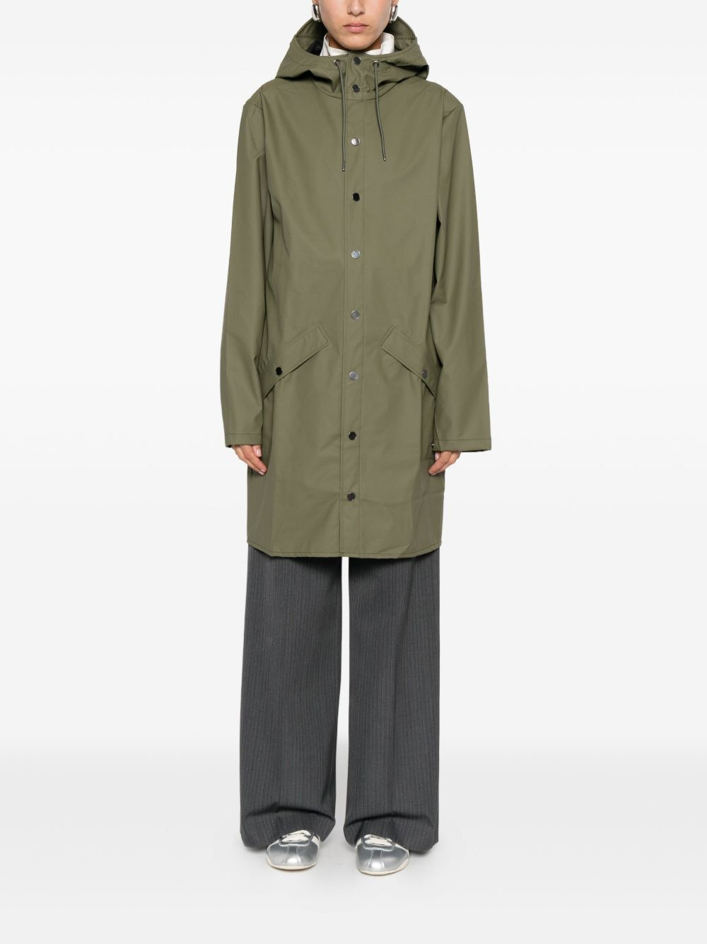 hooded buttoned coat - 2