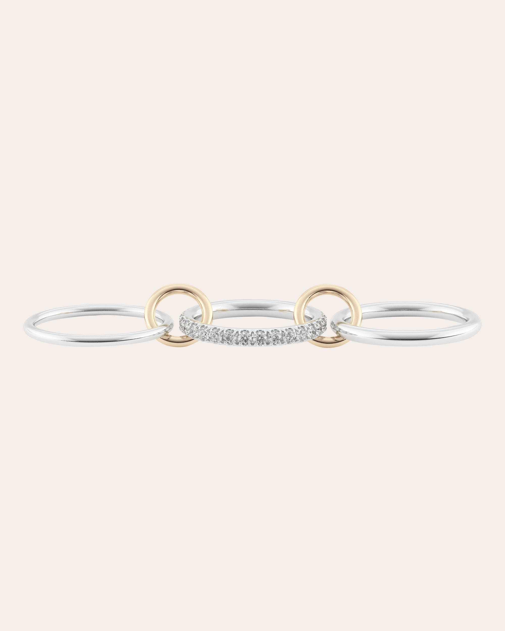 Petunia 18K Gold Sterling Silver and Diamond Linked Rings - 3