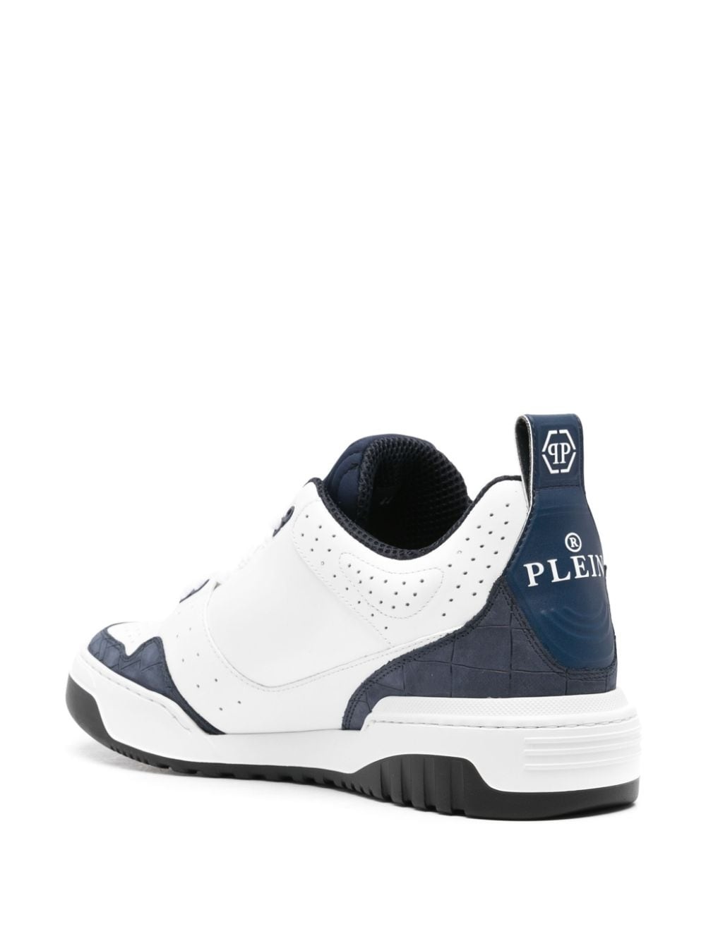crocodile-effect leather sneakers - 3