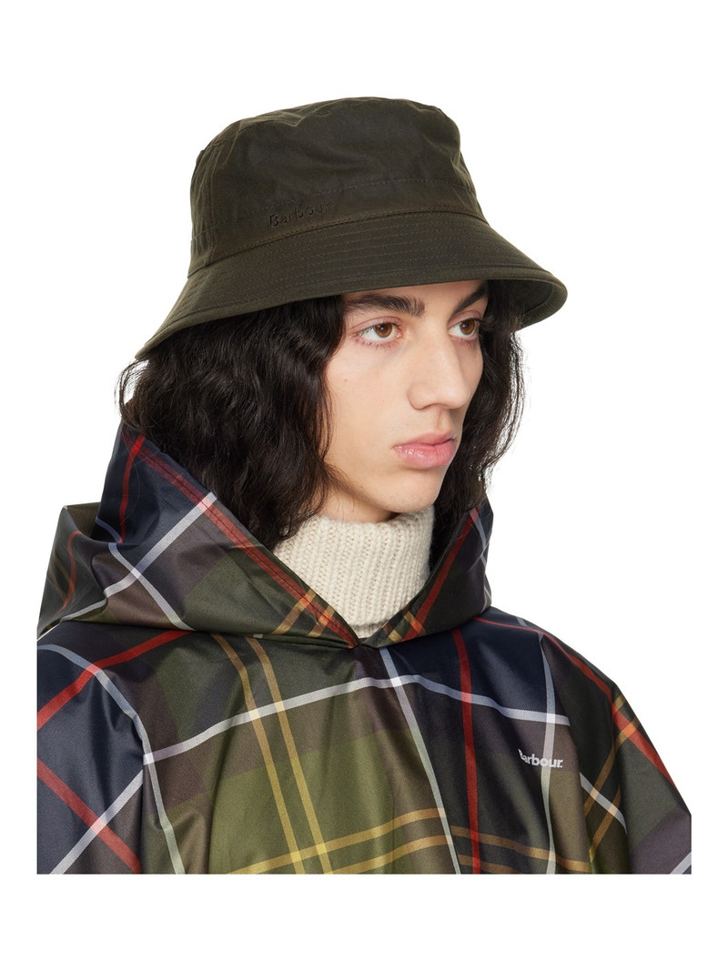 Barbour Khaki Wax Sports Bucket Hat outlook