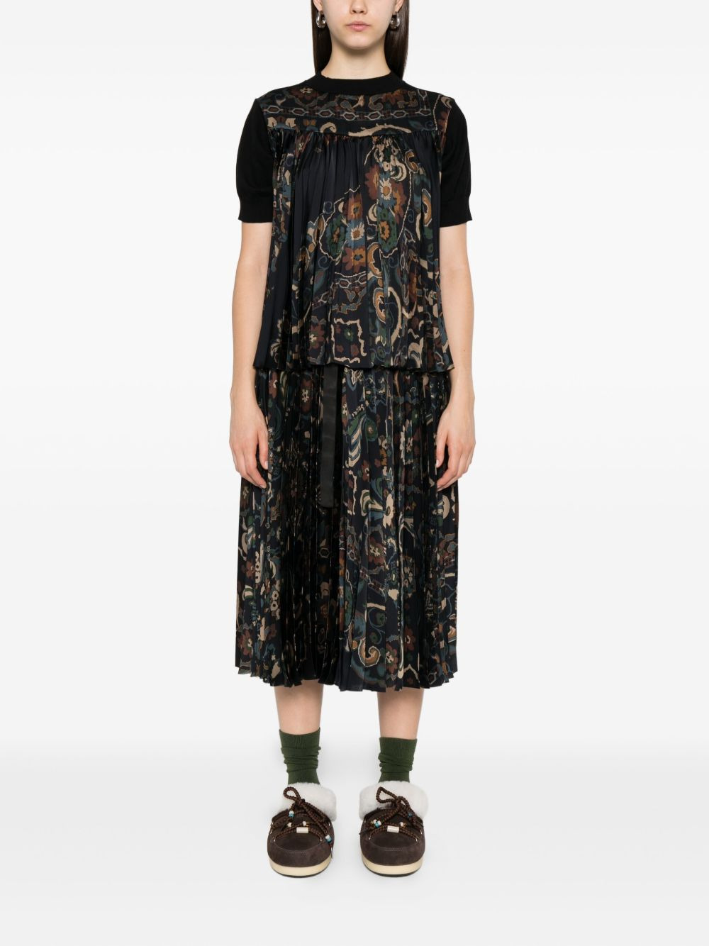 pleated paisley print skirt - 2
