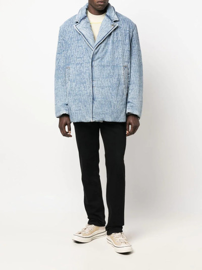 Diesel logo-print padded denim coat outlook