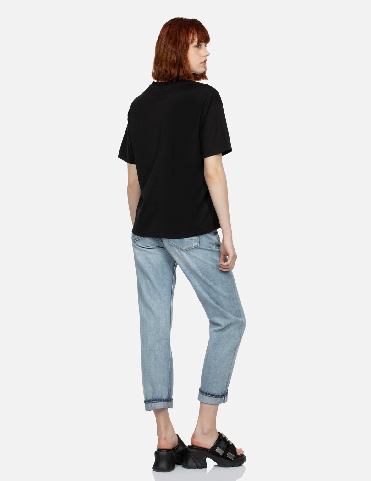RHINESTONE & EMBROIDERY SEAGULL POCKET STRAIGHT FIT DENIM JEANS - 3