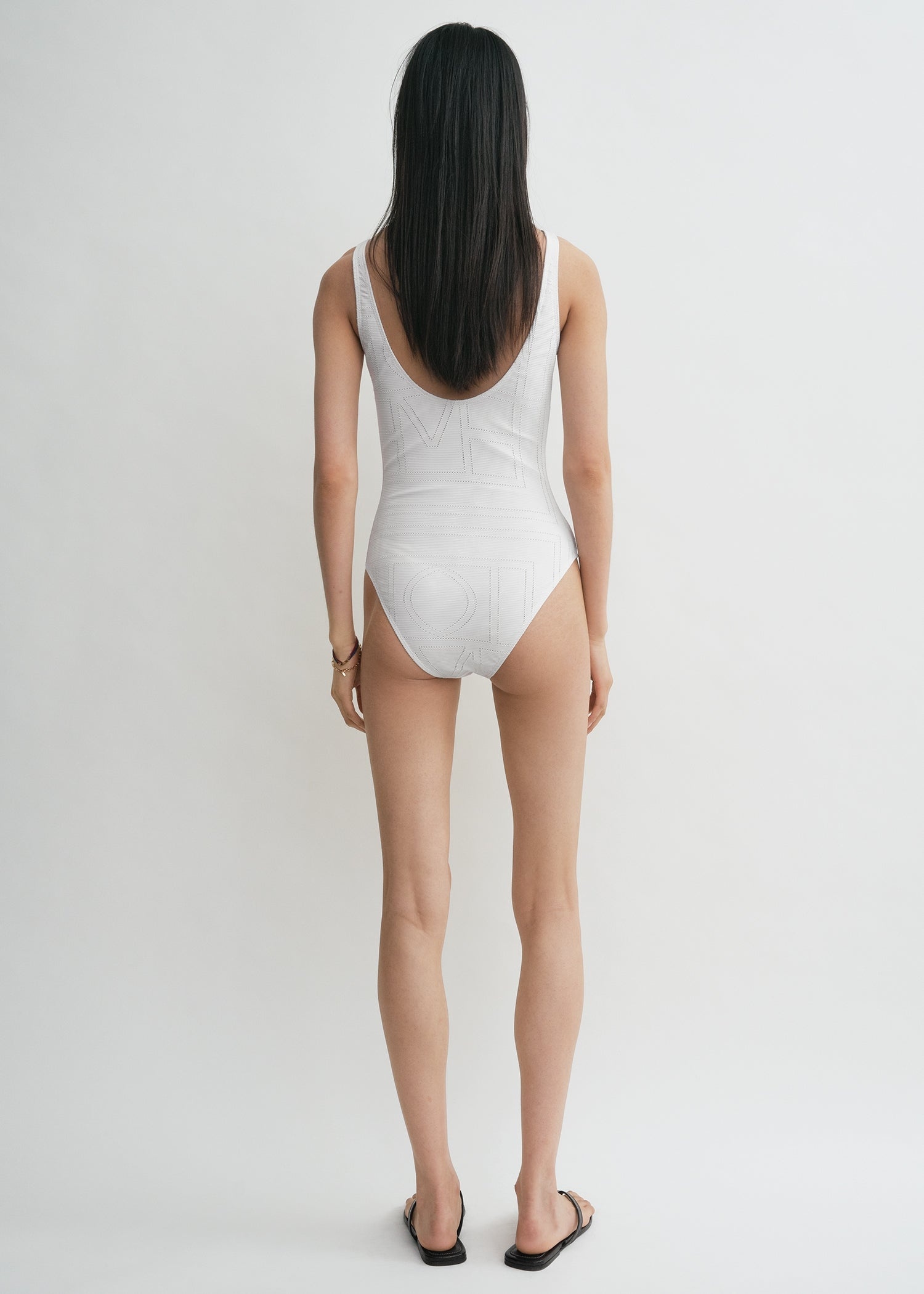 Monogram pointelle swimsuit white - 5