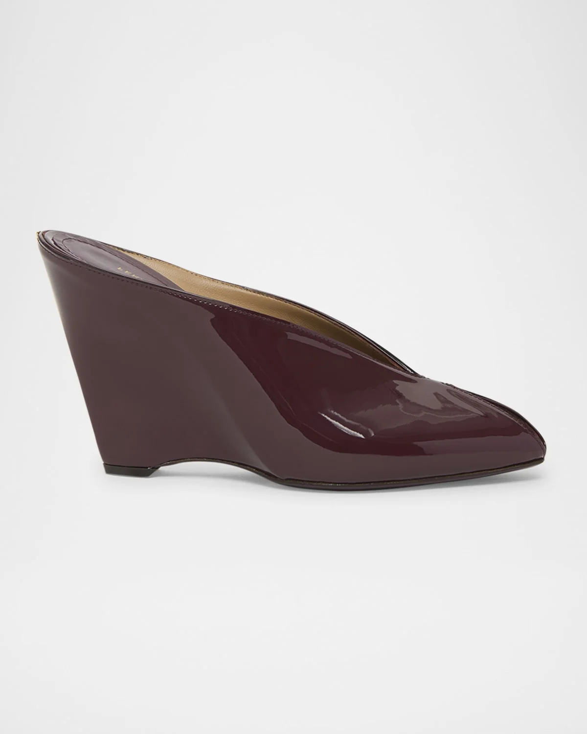 Alicia Patent Leather Peep-Toe Wedge Mules - 1