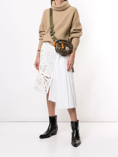 sacai contrast-panel asymmetric skirt outlook