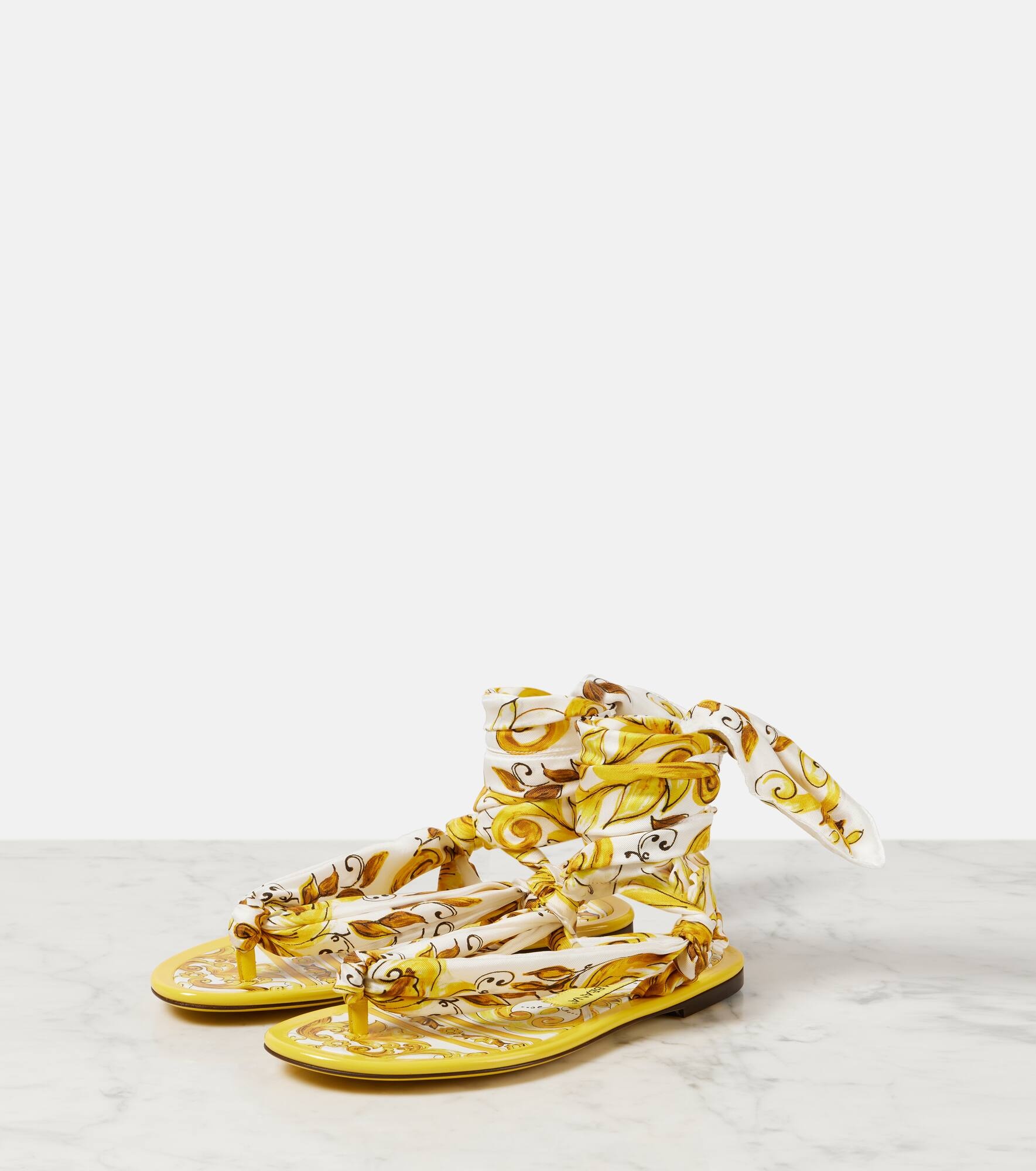 Printed silk twill sandals - 5