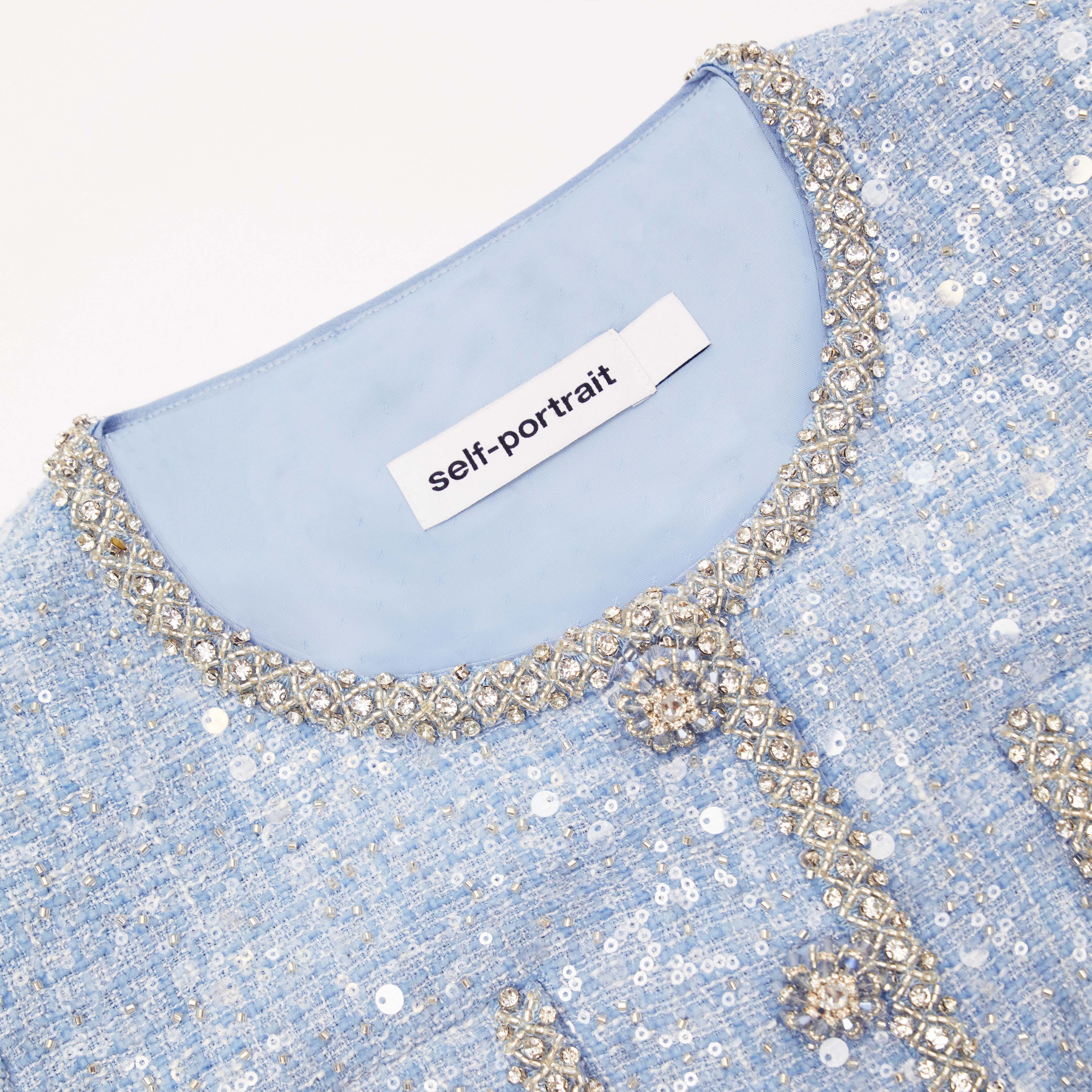 Blue Sequin Boucle Jacket - 5