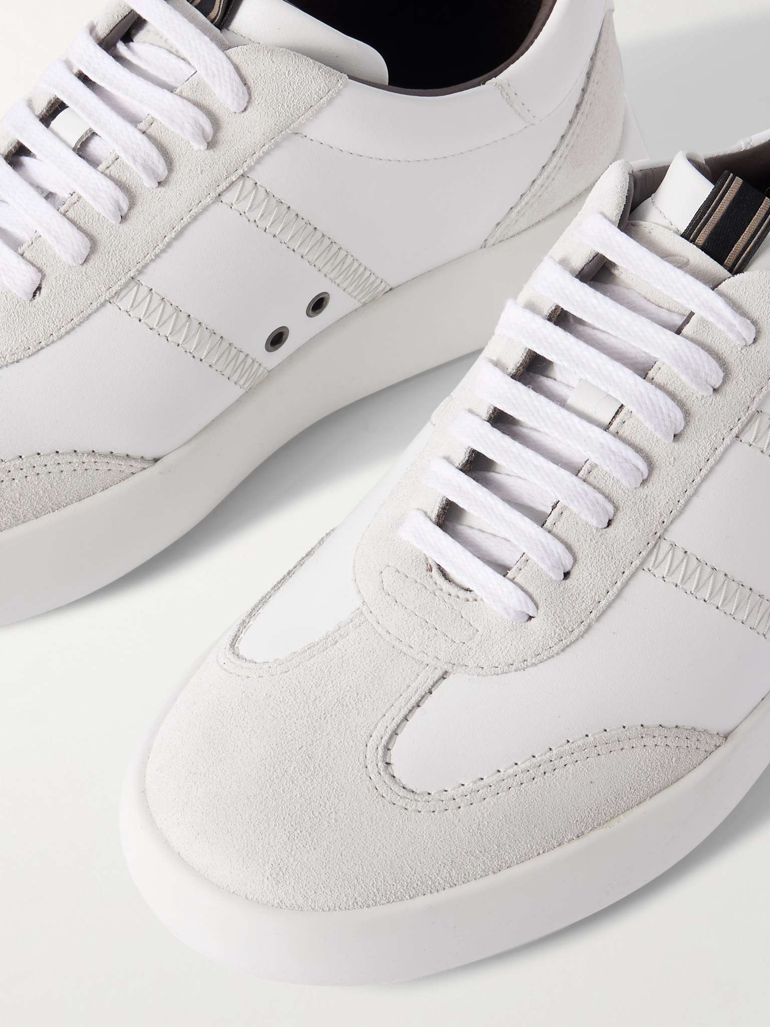 Suede-Trimmed Leather Sneakers - 5